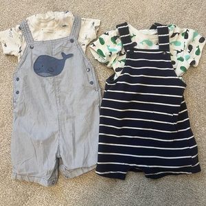 Two whale baby boy rompers